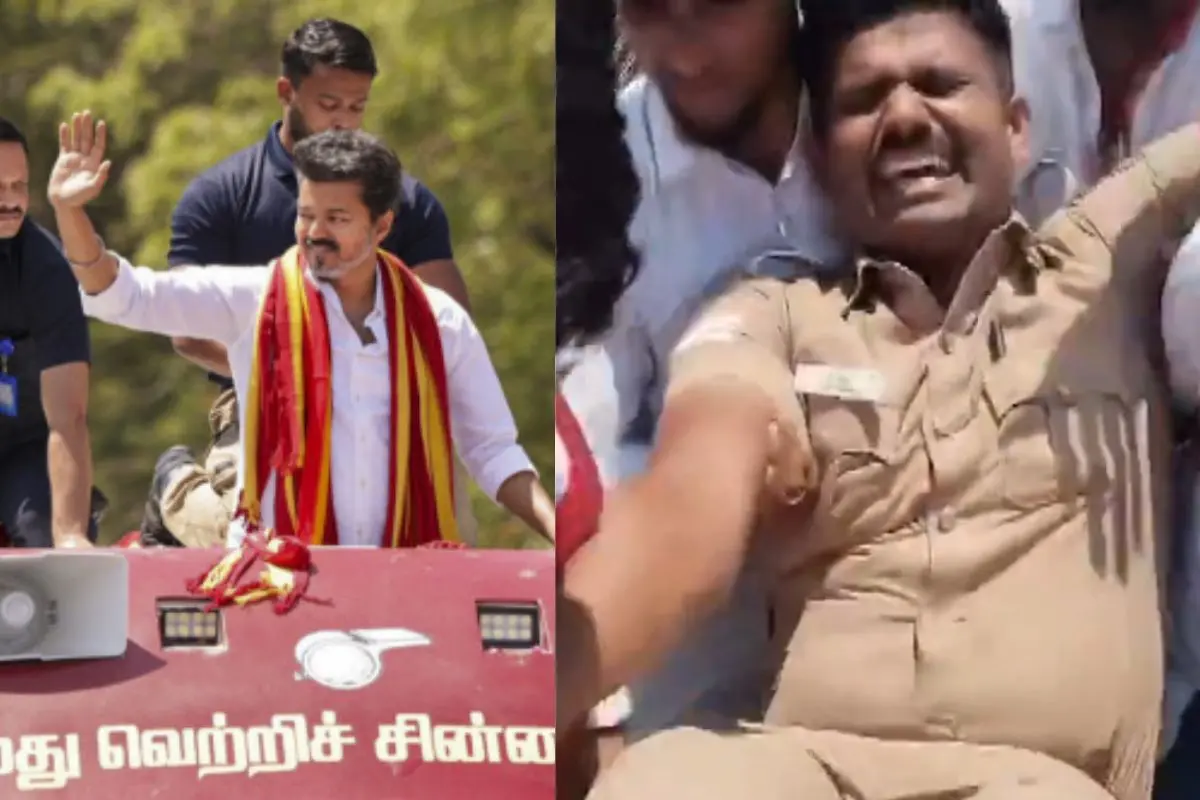 Policeman sustains a leg injury during TVK leader Vijay's campaign in Tiruchirappalli