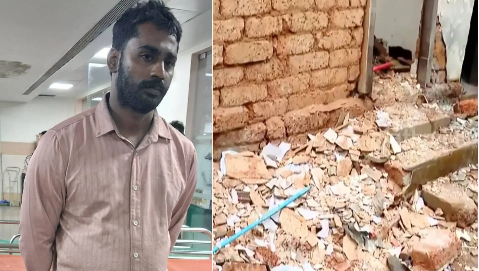 Vishnu (arrested), the collapsed house | Photo:Mathrubhumi