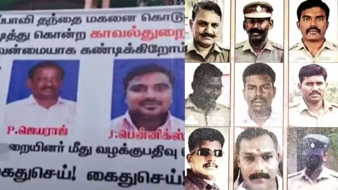മരിച്ച ജയരാജും മകൻ ബെനിക്സും, കേസിൽ ശിക്ഷിക്കപ്പെട്ട പോലീസ് ഉദ്യോഗസ്ഥർ (Image: Special arrangement)