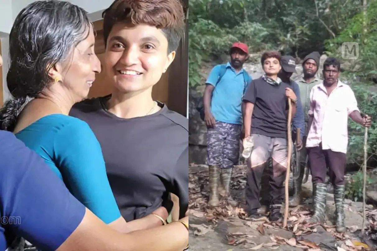 കുടകിൽ ട്രക്കിങ്ങിനിടെ കാണാതായ കോഴിക്കോട് നാദാപുരം സ്വദേശി ശരണ്യ നാദാപുരത്തെ വീട്ടിലെത്തിയപ്പോൾ കെട്ടിപ്പിടിച്ച് സന്തോഷംപങ്കിടുന്ന അമ്മ ശൈലജ, ശരണ്യ രക്ഷാപ്രവര്ത്തകര്ക്കൊപ്പം