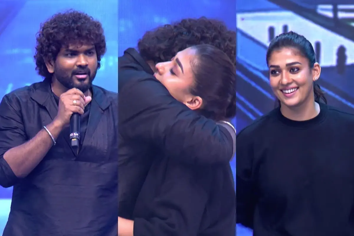 വിഘ്നേഷ് ശിവനും നയന്താരയും 'ലൗ ഇന്ഷുറന്സ് കമ്പനി' ഓഡിയോ ലോഞ്ചില് | Photo: Screen grab/ YouTube: Seven Screen Studio