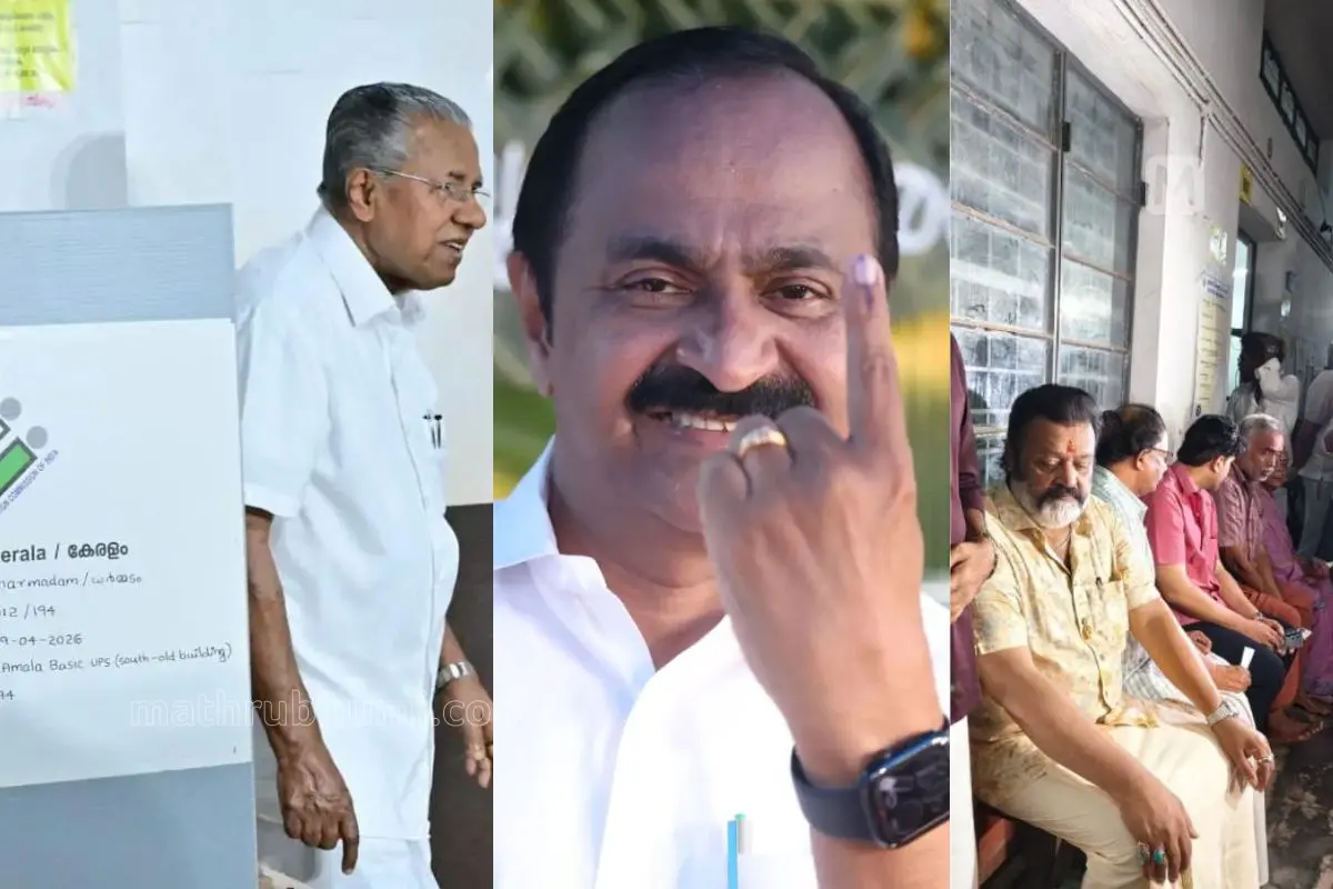 Pinarayi Vijayan, V D Satheesan and Suresh Gopi during Kerala Assembly election | Photo: Mathrubhumi