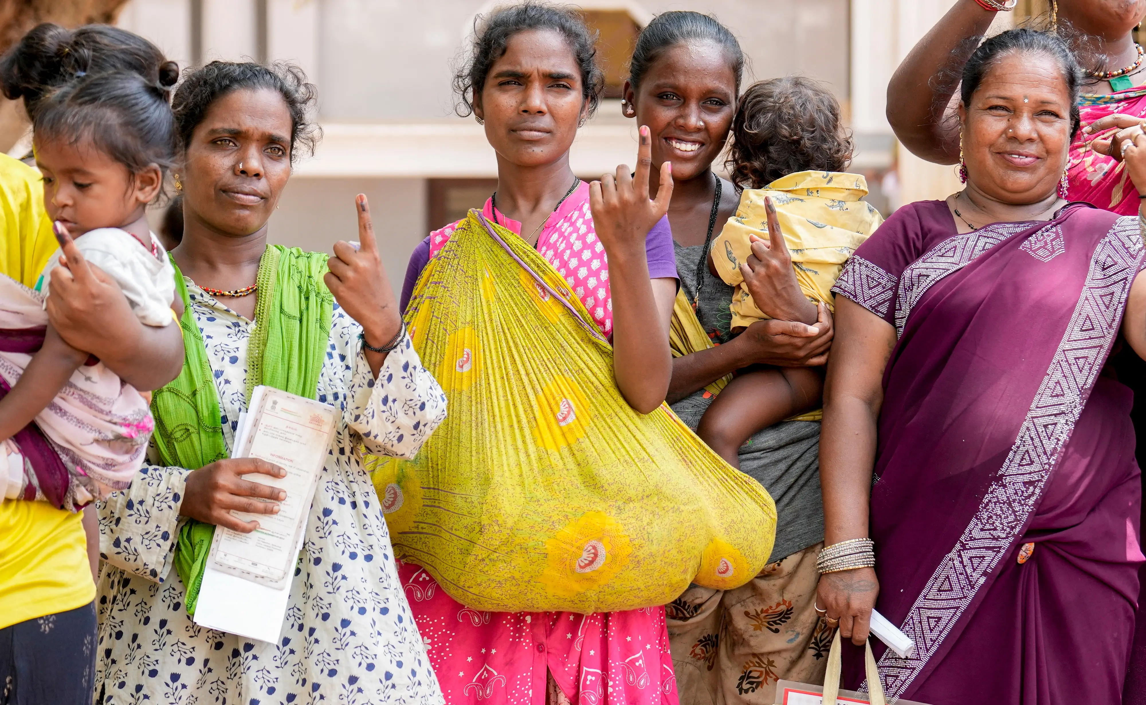 Nomadic people after casting votes at a polling station in Puducherry | Photo: PTI