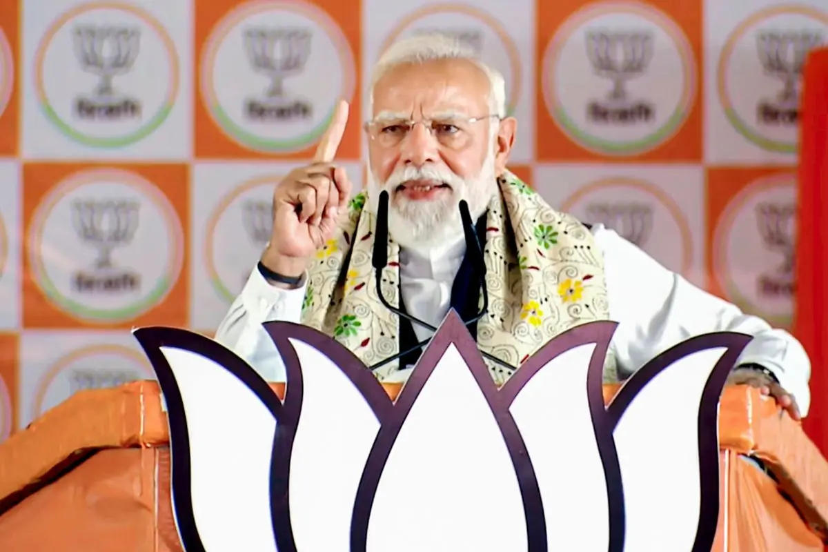 Prime Minister Narendra Modi addressing a public meeting ahead of the West Bengal Assembly elections, in Asansol. (PTI Photo)