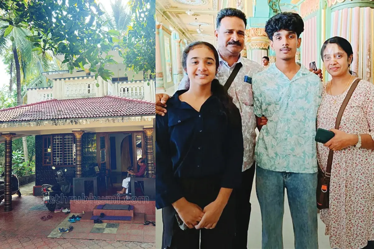 ശ്രീനന്ദയുടെ വീട്, ശ്രീനന്ദ അച്ഛൻ രമേശ്, സഹോദരൻ സച്ചു, അമ്മ രോഹിണി എന്നിവർക്കൊപ്പം