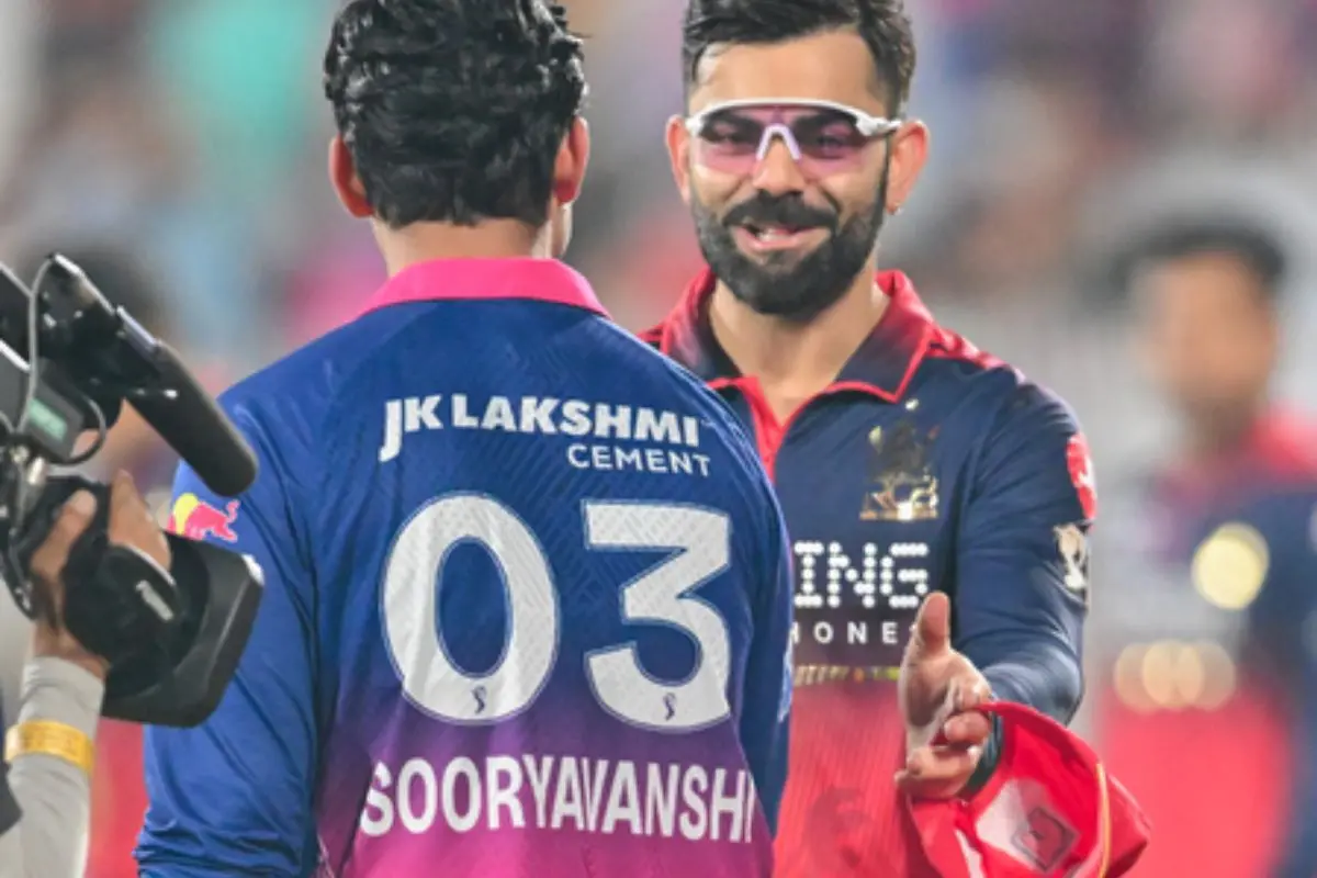 Virat Kohli congratulates Vaibhav Sooryavanshi. | Photo via IANS