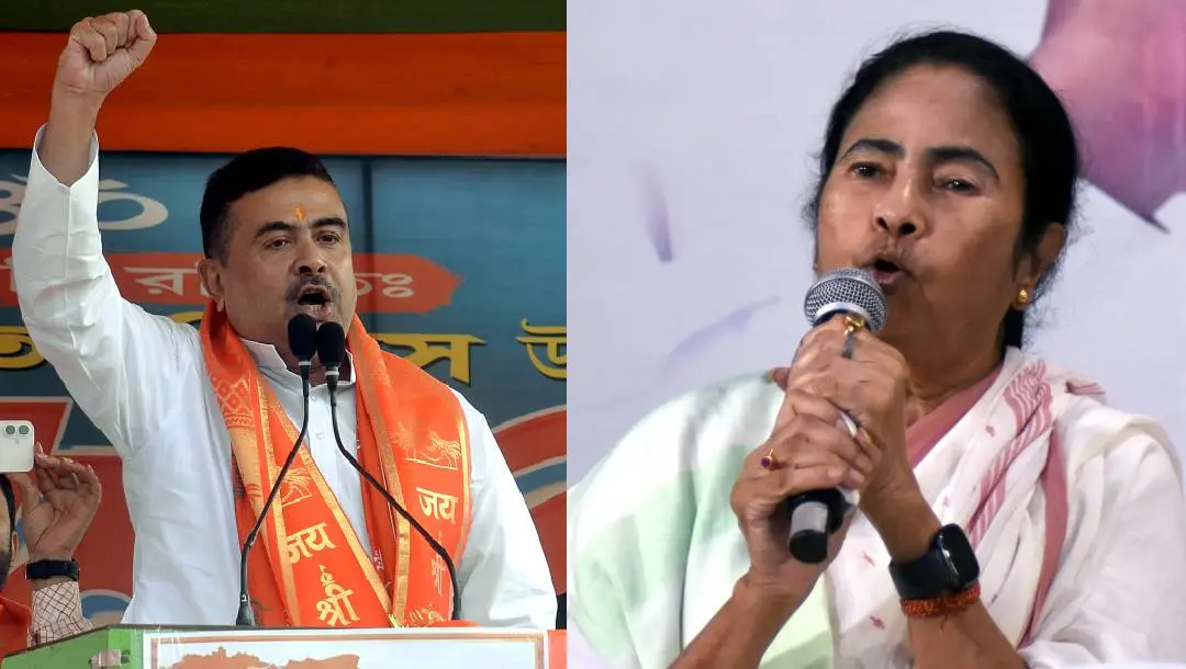 സുവേന്ദു അധികാരി, മമതാ ബാനര്ജി | Photo: ANI