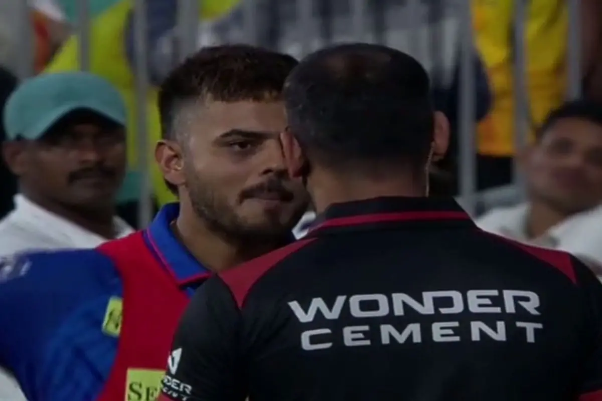 Nitish Rana confronts umpire. | Screengrab