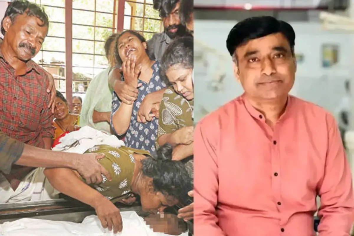 • നിതിന്റെ മൃതദേഹം തിരുവനന്തപുരം ഉഴമലക്കലിലെ വാടകവീട്ടിലെത്തിച്ചപ്പോൾ മുത്തംനൽകുന്ന അമ്മ ലത. അച്ഛൻ രാജൻ, സഹോദരിമാരായ രാഖി, നിഖിത സമീപം | ഫോട്ടോ: എസ്. ശ്രീകേഷ്, ഡോ. കെ. റാം
