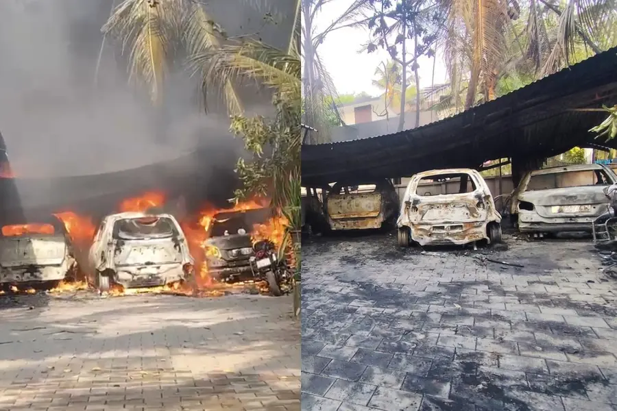 ആലത്തിയൂരിൽ ആഡംബര കാറുകൾ ഉൾപ്പെടെ 11 വാഹനങ്ങൾ കത്തിനശിച്ചു