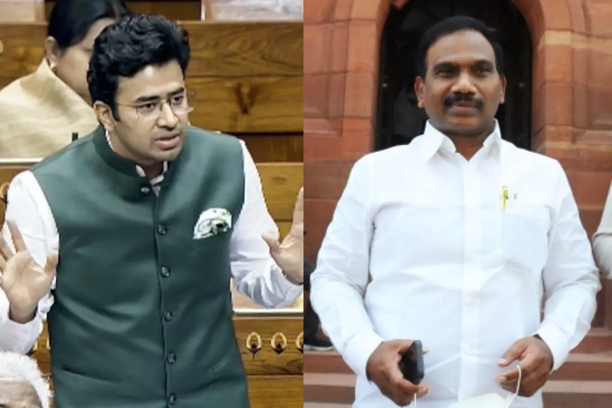 തേജസ്വി സൂര്യ, എ. രാജ | Photo: ANI