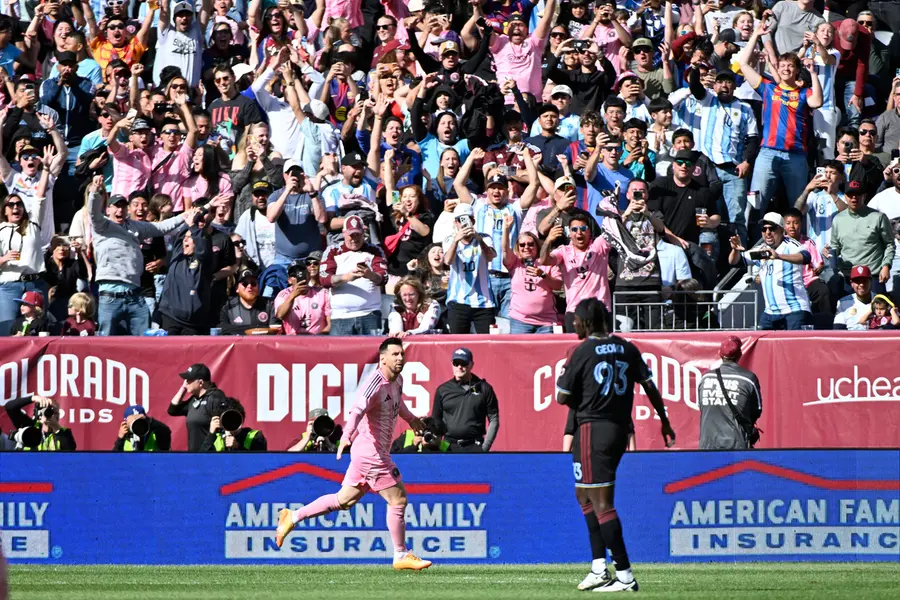 Inter Miami CF forward Lionel Messi celebrates after scoring a goal