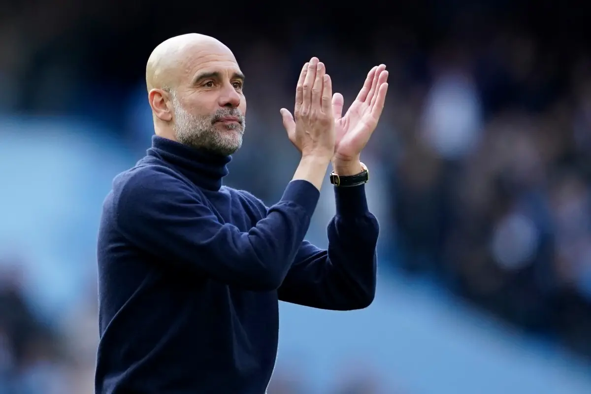 Manchester City's head coach Pep Guardiola gestures during the English Premier League soccer match between Manchester City and and Arsenal, in Manchester, England. | Photo: AP