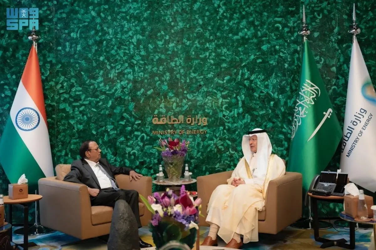 Saudi Arabia's Minister of Energy in discussion with NSA Ajit Doval | Photo: @SPAeconomic on X