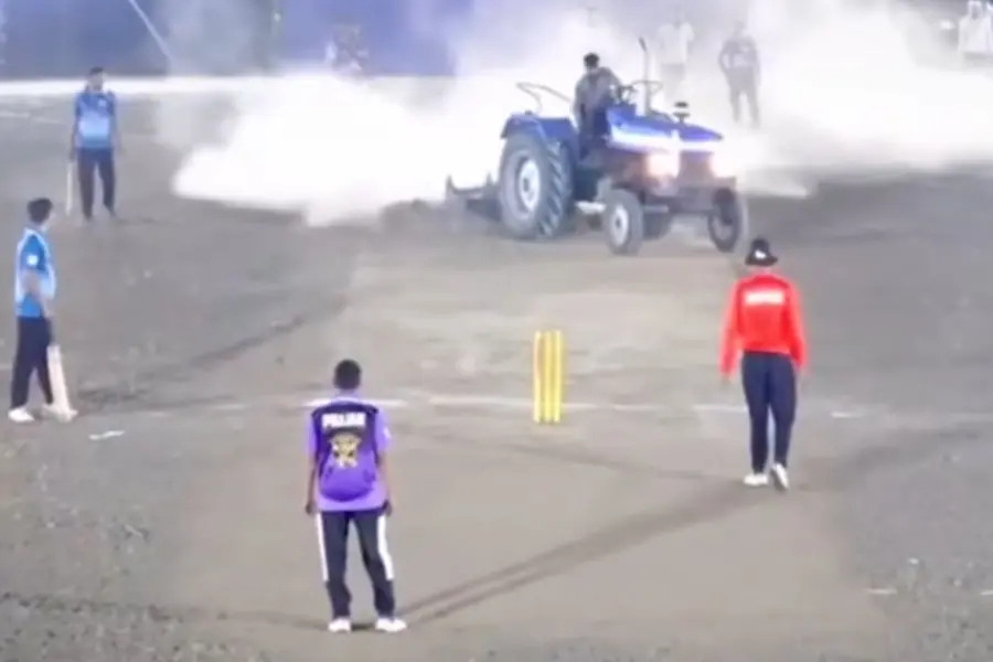 Not invited to cricket match, local leader drives tractor onto pitch in Maharashtra | WATCH