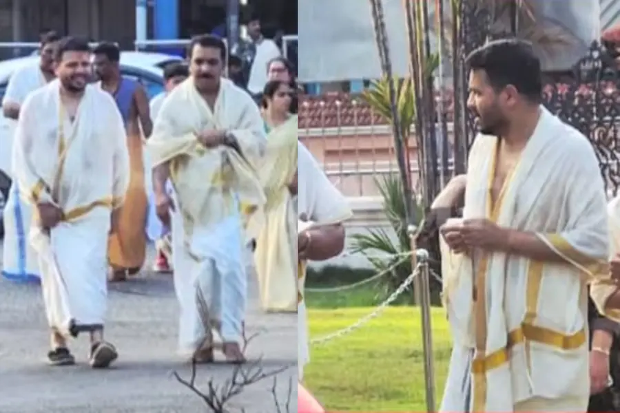 ഗുരുവായൂരിൽ ദർശനം നടത്തി മുഖ്യമന്ത്രി പിണറായി വിജയന്റെ മകൻ വിവേക് കിരൺ