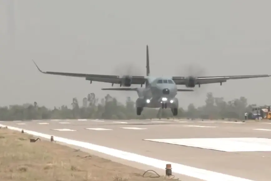 IAF's C-295 landing in the expressway
