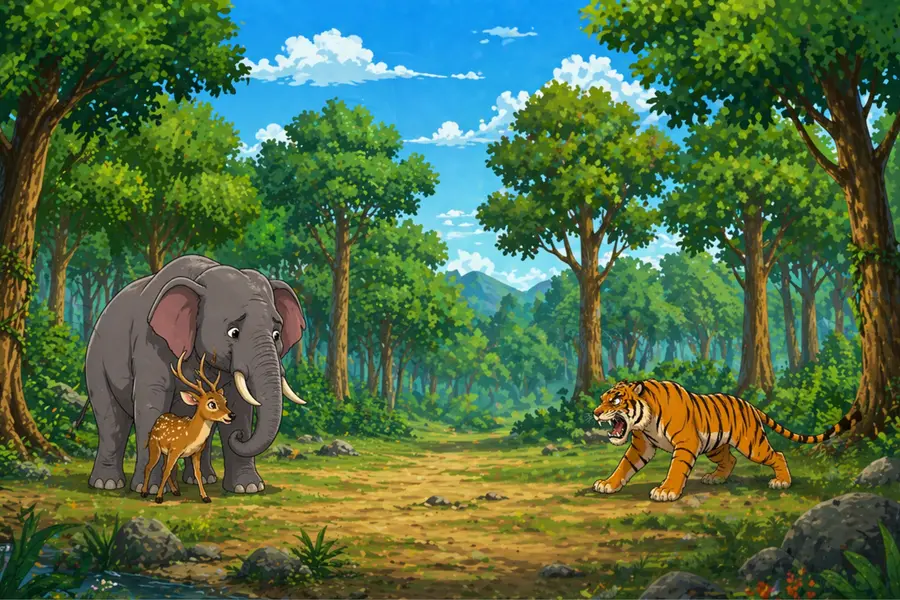 elephant and deer