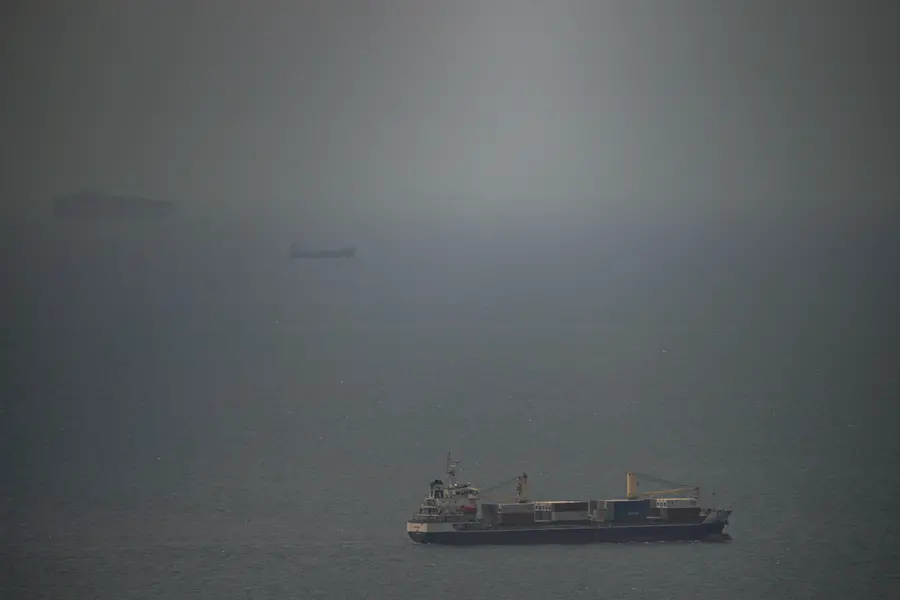 The Jordan flagged cargo ship \"Baghdad\" sails in Persian Gulf towards Strait of Hormuz in United Arab Emirates