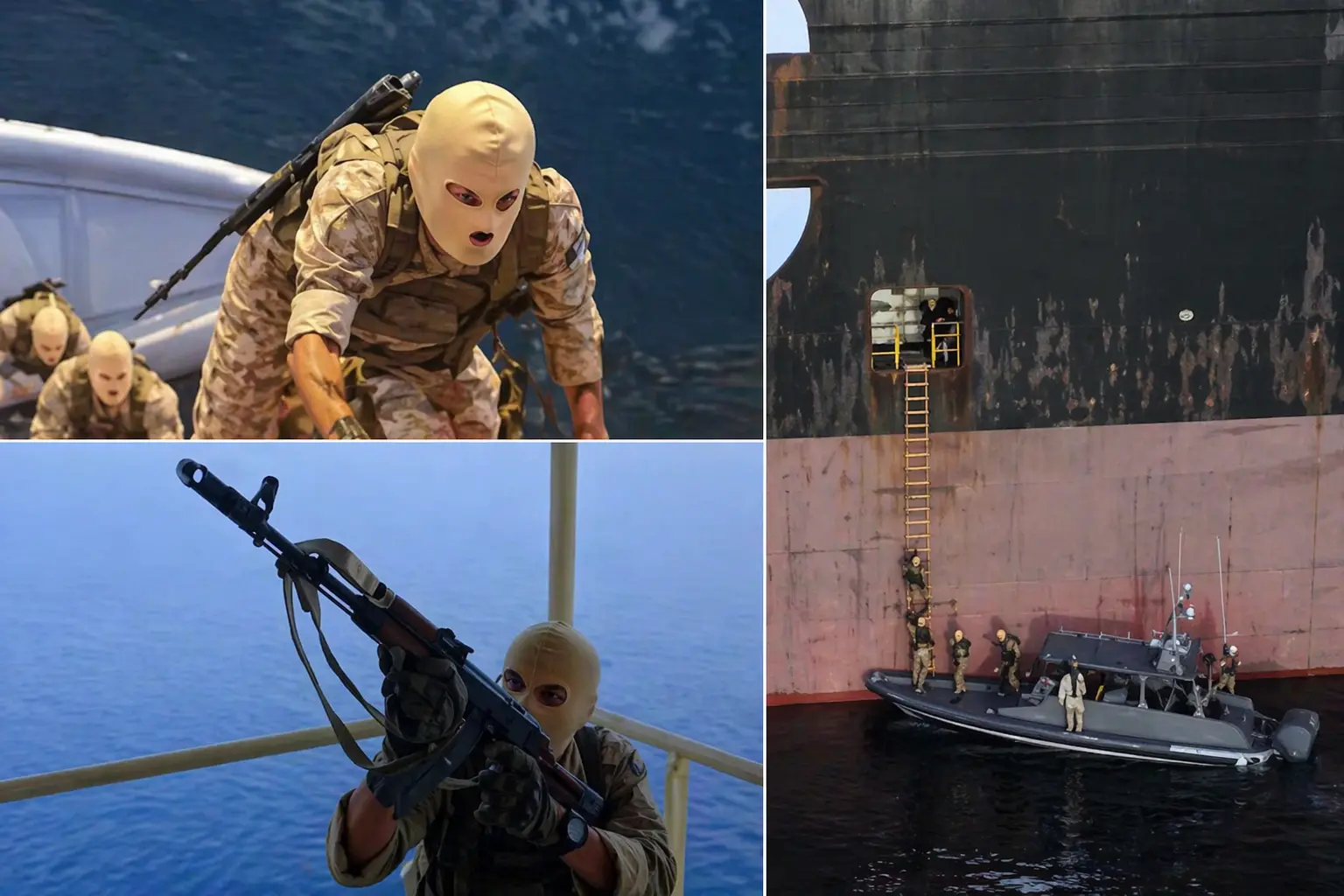 A screengrab of the video shared by Iran showing its armed soldiers entering a ship in Strait of Hormuz