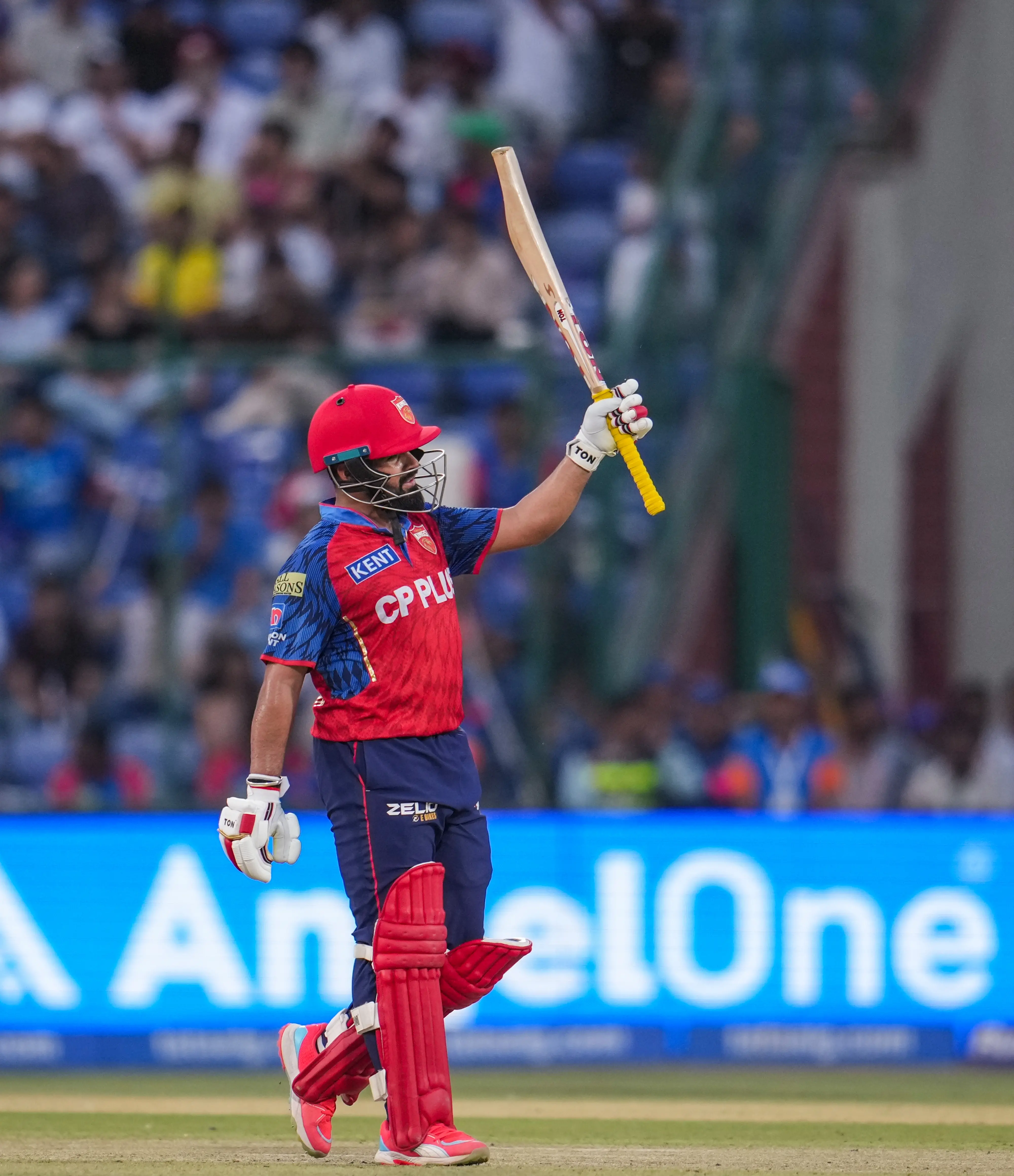 New Delhi: Punjab Kings' Prabhsimran Singh celebrates his half century during the Indian Premier League (IPL) 2026 T20 cricket match between Delhi Capitals and Punjab Kings, in New Delhi, Saturday, April 25, 2026. (PTI Photo/Karma Bhutia)(PTI04_25_2026_000423A)