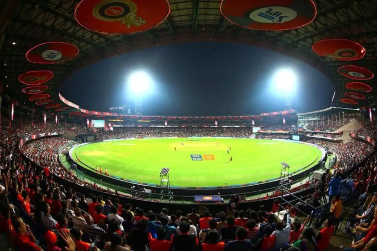 Aerial view of the Chinnaswamy Stadium.