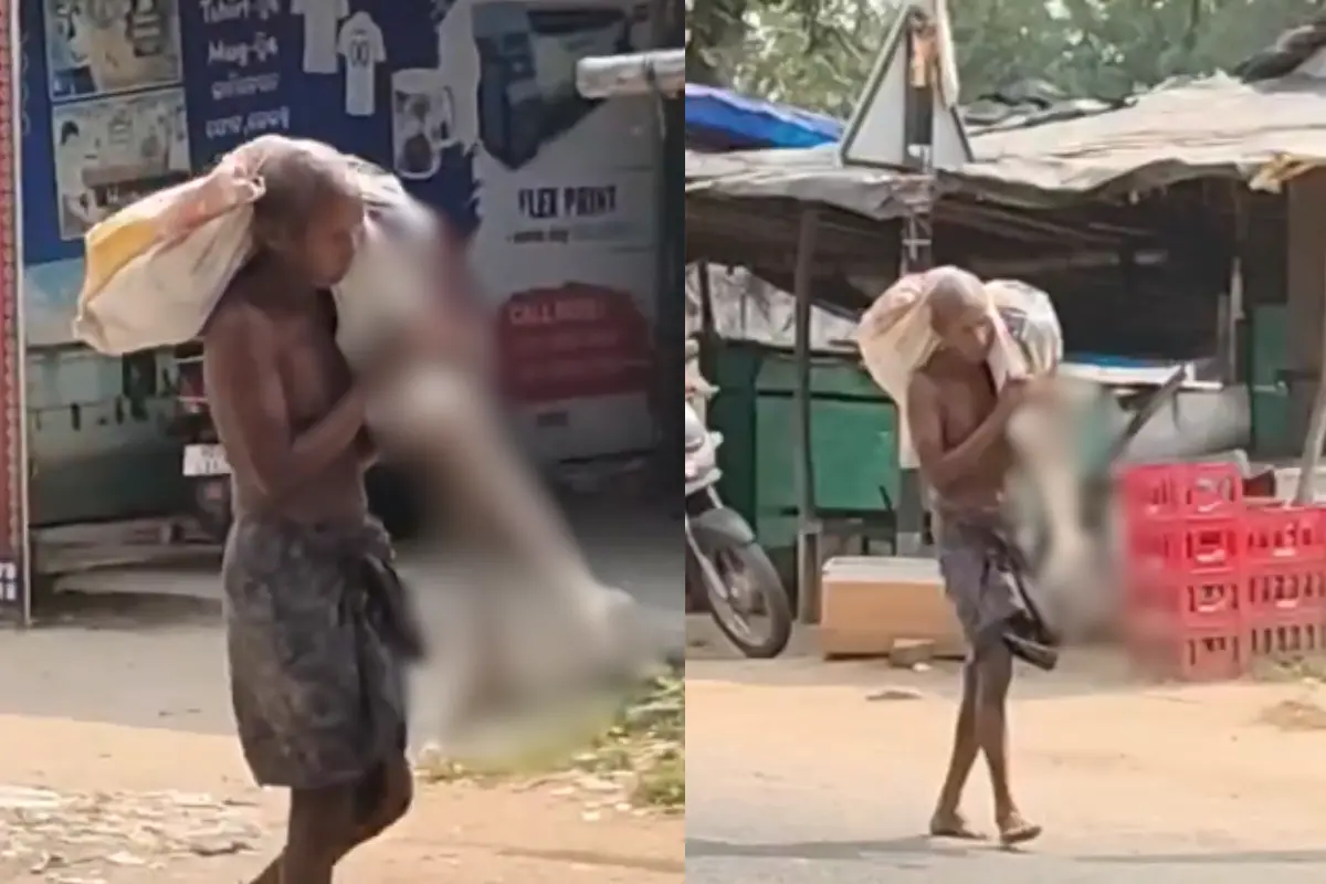 Odisha man carrying the remains of his sister | Video:X