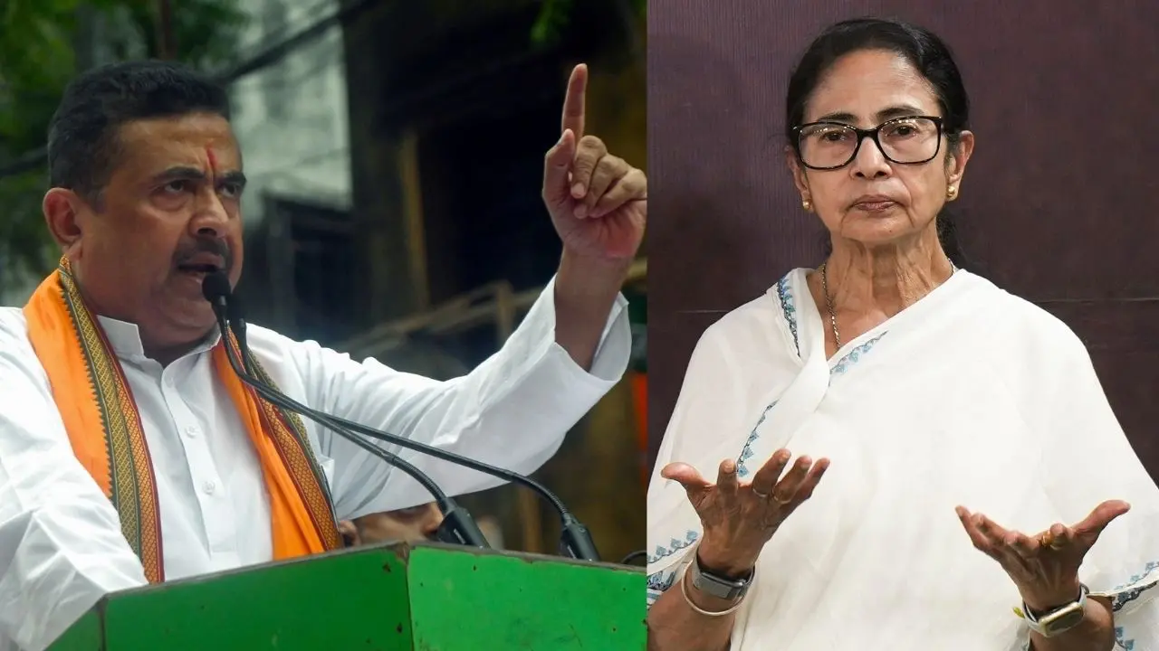 സുവേന്ദു അധികാരി | Photo: ANI | മമതാ ബാനര്‍ജി | Photo: PTI