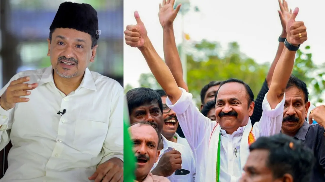 പാണക്കാട് സാദിഖലി ശിഹാബ് തങ്ങള് | ചിത്രം: അജിത് ശങ്കരൻ, മാതൃഭൂമി | വി.ഡി. സതീശൻ | Photo: PTI