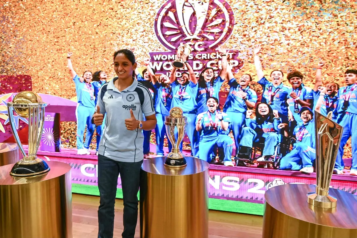 Indian women's cricket captain Harmanpreet Kaur poses after a press conference to announce the squad for the upcoming ICC Women's T20 World Cup and tour of England | Photo: AFP