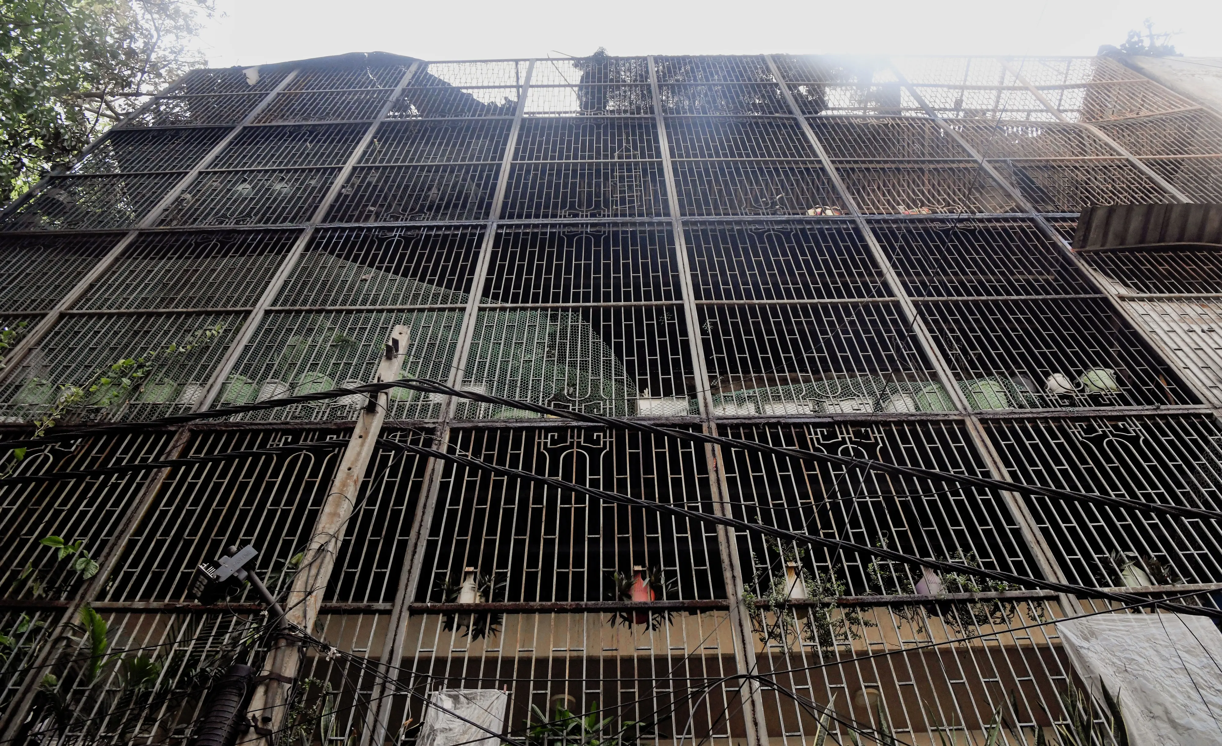 A view of the four-storey residential building in the Vivek Vihar area after a massive fire breaks out resulting in nine deaths and some injuries | ANI