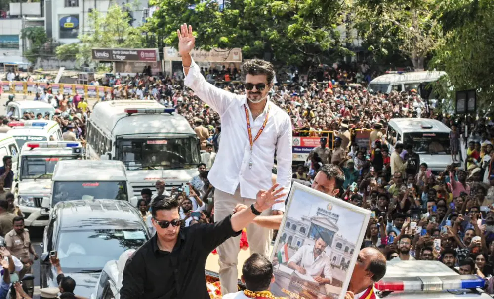 TVK chief Vijay campaigns at the Tamil Nadu Assembly elections