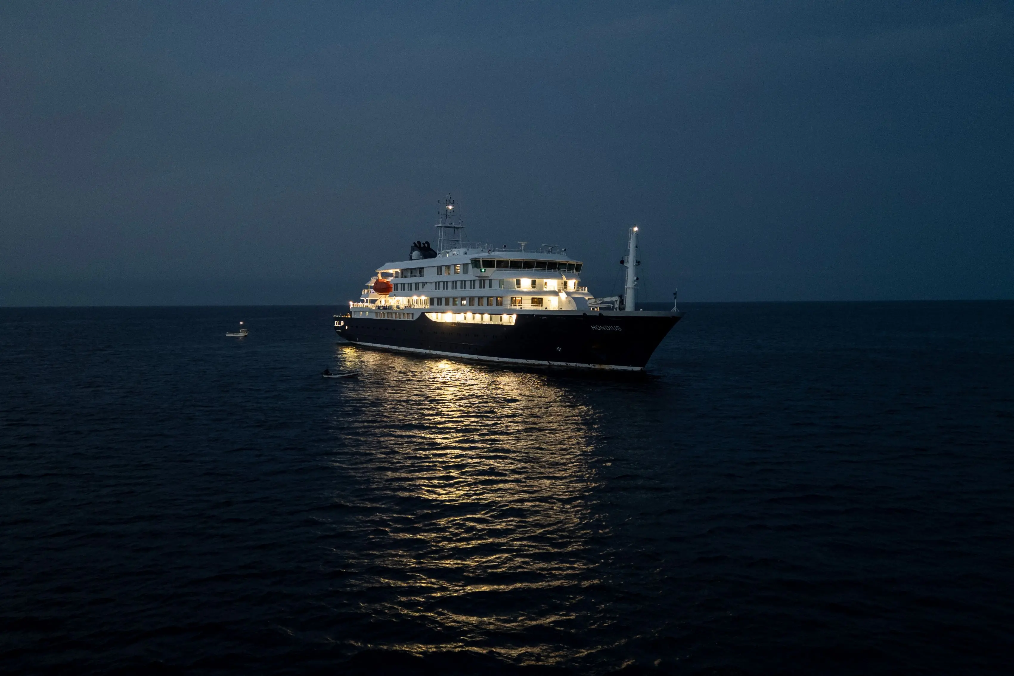 A general view of the cruise ship MV Hondius, while stationary off the port of Praia, the capital of Cape Verde, on May 6, 2026. | AFP