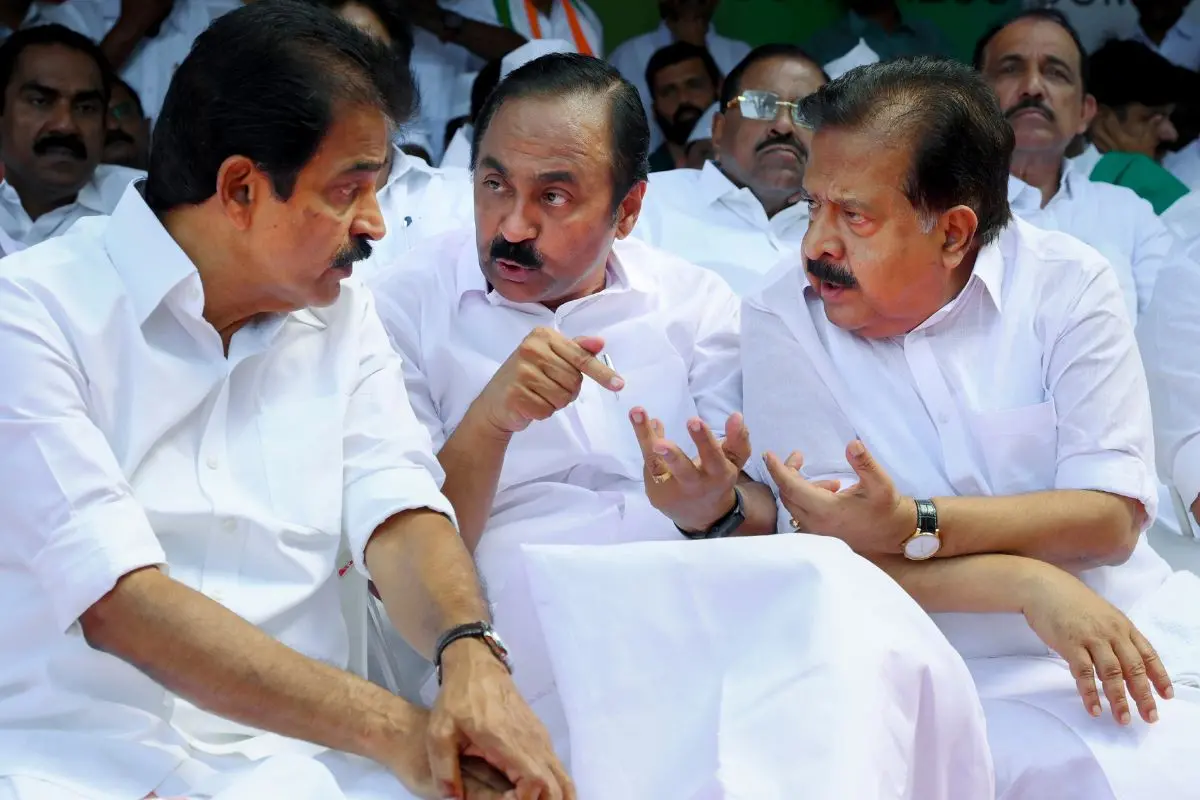 Congress MP KC Venugopal, LoP in the Kerala Assembly and party leader VD Satheesan and party leader Ramesh Chennithala | File photo: PTI