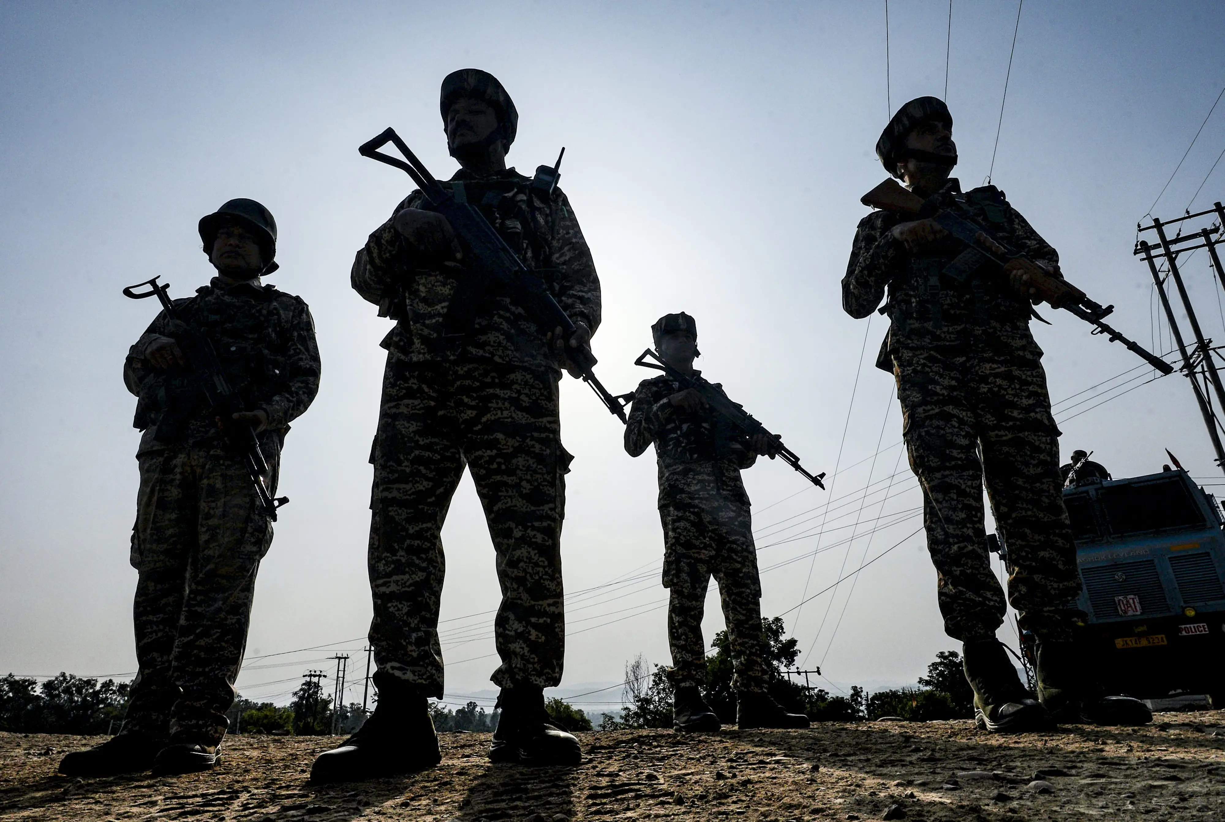 Security personnel stand guard along National Highway-44 on the anniversary of 'Operation Sindoor' in Jammu | PTI