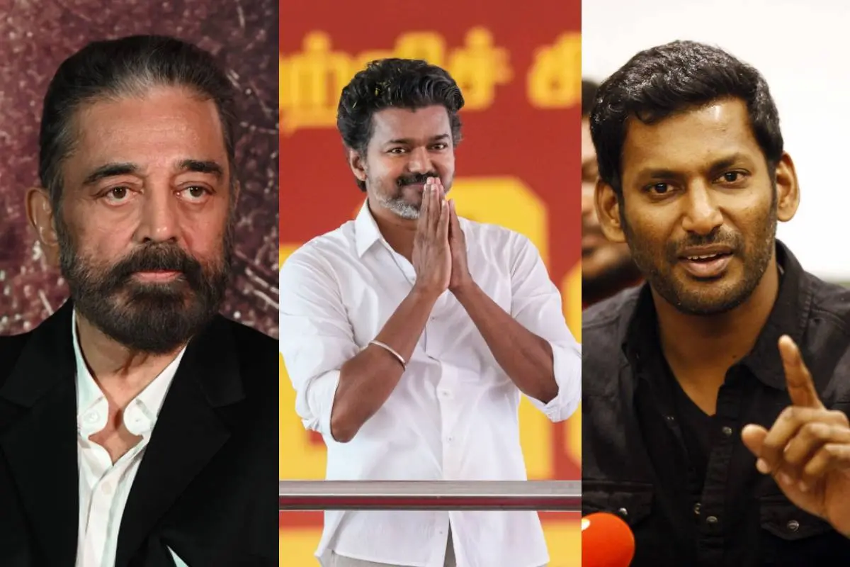 കമൽഹാസൻ, വിജയ്, വിശാൽ | ഫോട്ടോ: PTI, സാബു സ്കറിയ \ മാതൃഭൂമി