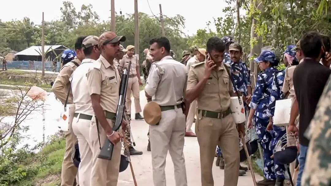 CAPF personnel at the site following the attack on other security personnel during patroling, two days after the Bengal Poll results in the Sandeshkhali area