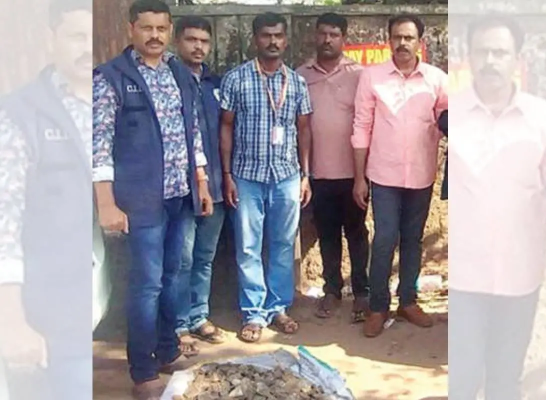 പിടിച്ചെടുത്ത ഈനാംപേച്ചി ചെതുമ്പലുമായി വനംവകുപ്പ് സി.ഐ.ഡി സ്ക്വാഡ്
