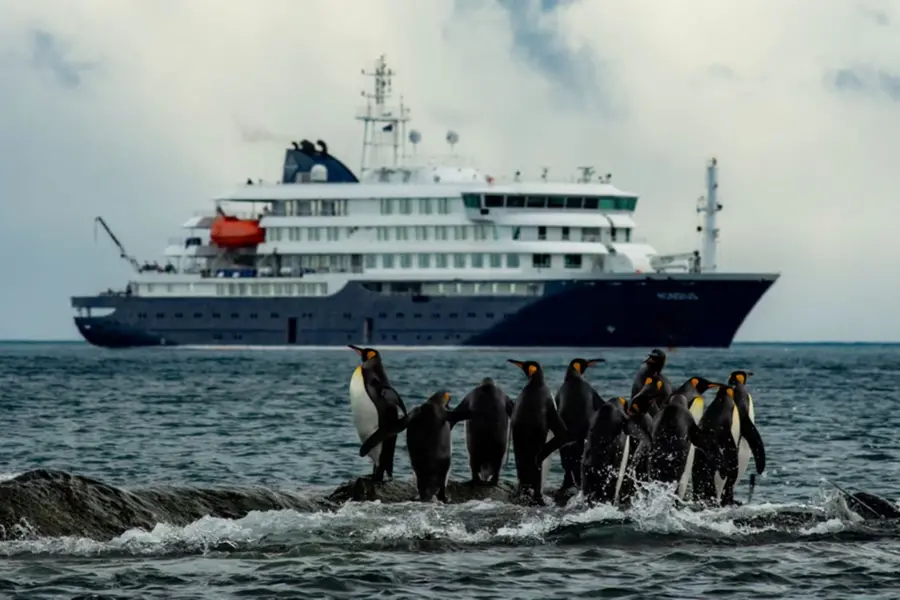 The luxury polar expedition ship MV Hondius sailing through icy waters, currently under global scrutiny due to a Hantavirus outbreak