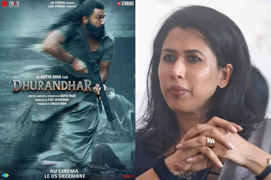 Congress leader Shama Mohamed and actor Ranveer Singh, representing the controversy surrounding the movie 'Dhurandhar'