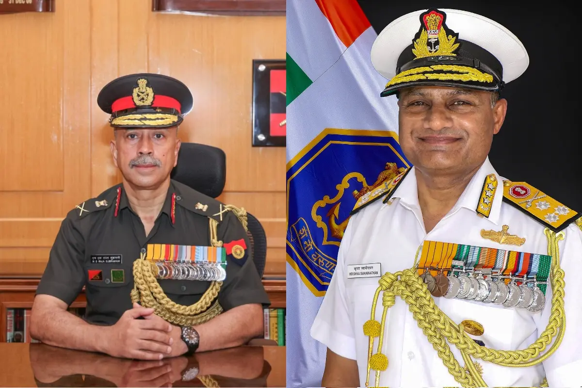 CDS Lt. General NS Raja Subramani and Krishna Swaminathan, Chief of Naval Staff.| Photo: PTI