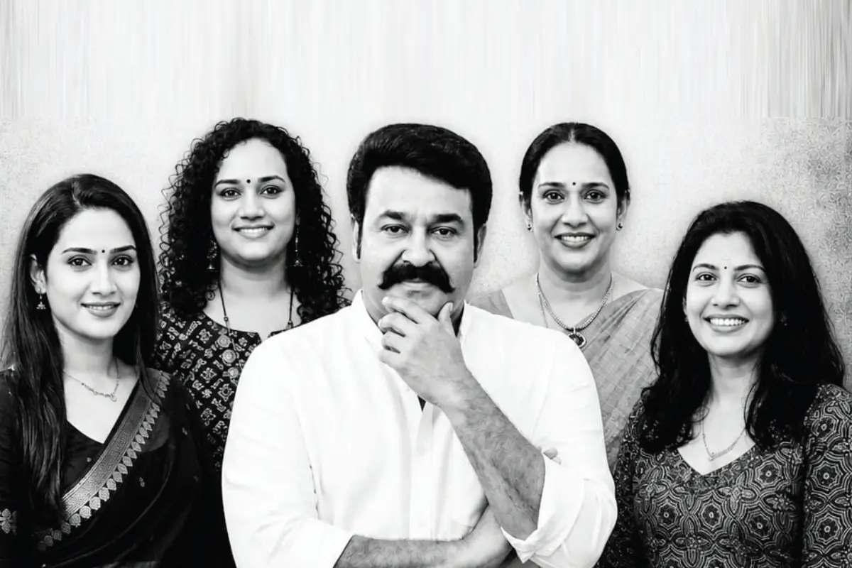 The poster of radio drama 'Kadamkathayile Virunnukaran' featuring Mohanlal, Maala Parvathi, Sshivada, Aditi Ravi and Muthumani.