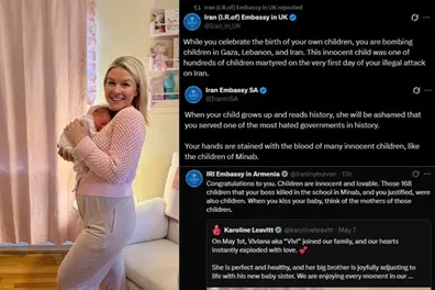‘Your hands are stained with blood’: Iran embassies target Karoline Leavitt after baby birth