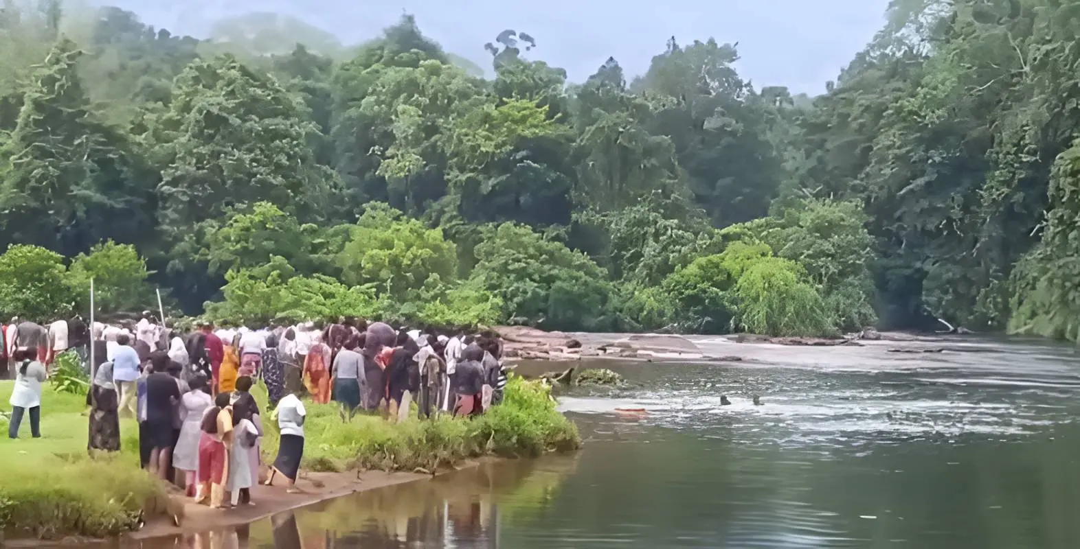 പലവൻപടി പുഴയിൽ ഫയർഫോഴ്സും നാട്ടുകാരും ചേർന്ന് നടത്തിയ തിരച്ചിൽ | Photo: mathrubhumi news/screengrab