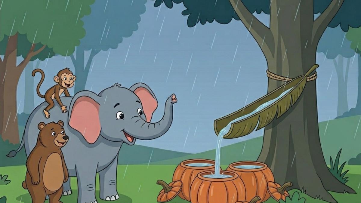 വേനൽക്കാലത്തെ അതിജീവിക്കാൻ കാട്ടിലെ കൂട്ടുകാരുടെ മത്തൻകുടം വിദ്യ