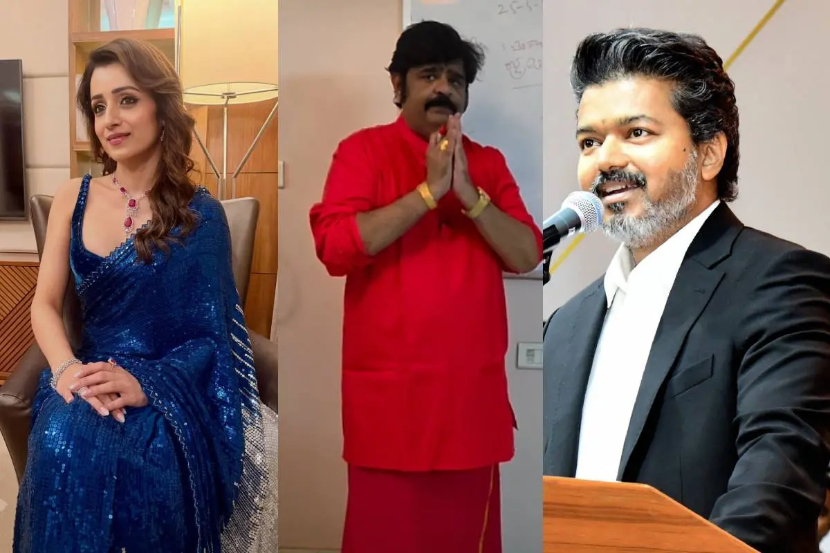 തൃഷ, വേണു സ്വാമി, വിജയ് | Instagram, Screengrab, ANI
