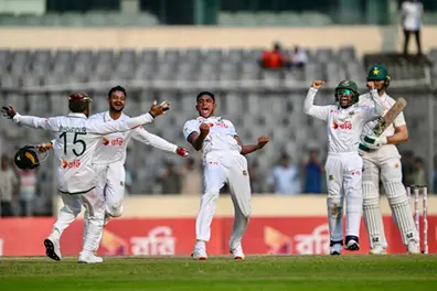 Nahid Rana’s five-wicket haul seals Bangladesh’s historic first home test win over Pakistan