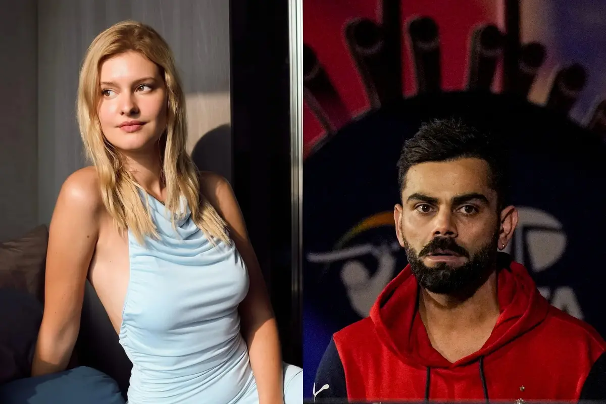 German model and influencer LizLaz (L) Indian cricket star Virat Kohli
