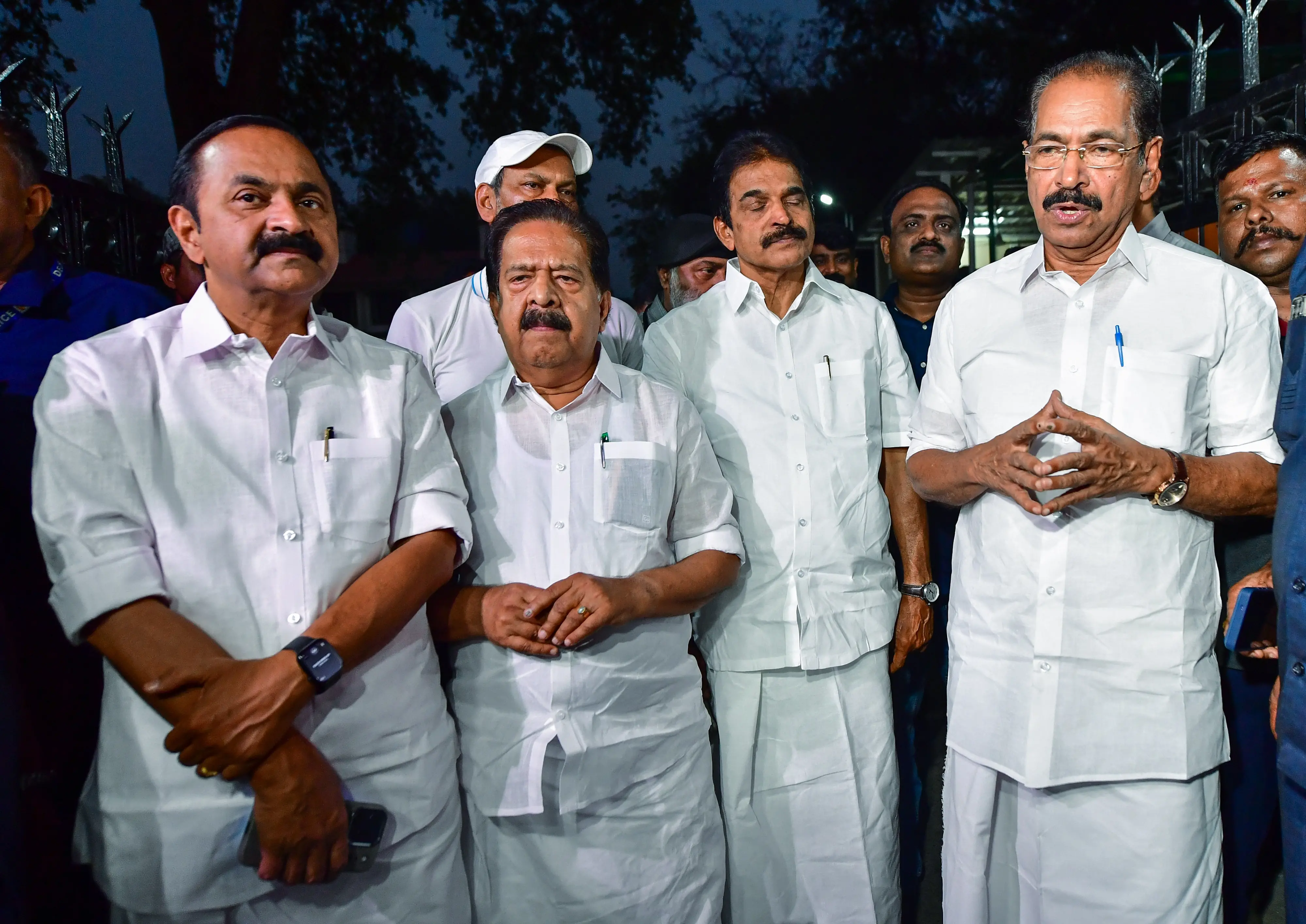 V D Satheesan with Sunny Joseph, K C Venugopal and Ramesh Chennithala | ANI Photo