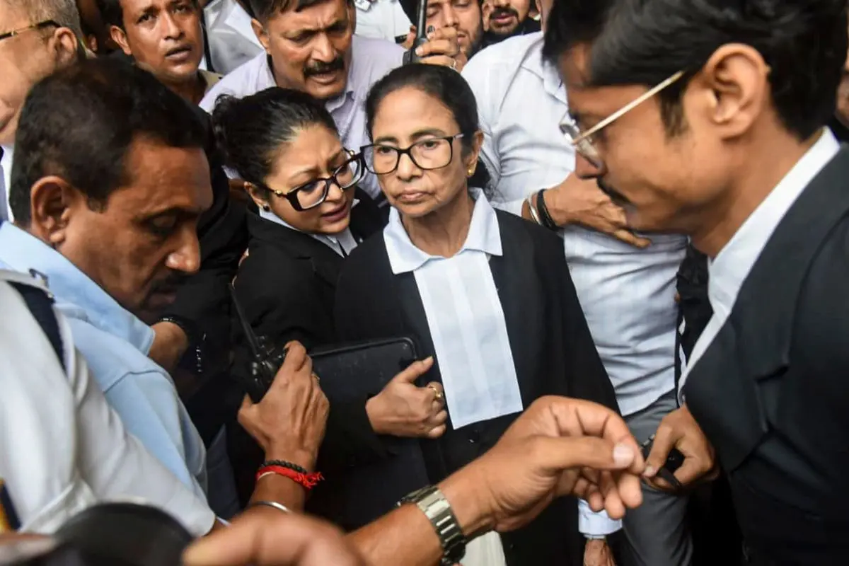 Former West Bengal chief minister and TMC supremo Mamata Banerjee leaves after appearing before the Calcutta High Court to argue a case in connection with alleged post-poll violence and attacks on party offices, in Kolkata, Thursday, May 14, 2026. (PTI Photo)